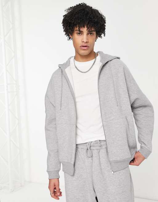 ASOS DESIGN co-ord super oversized zip up hoodie in grey marl | ASOS