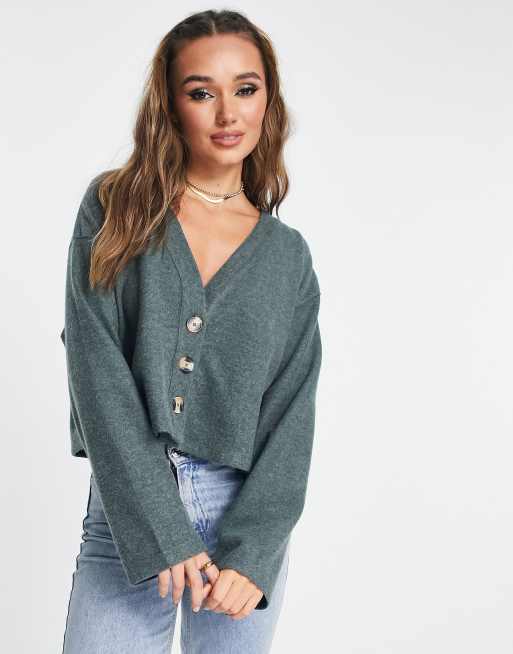 ASOS DESIGN co ord super soft cardigan in green