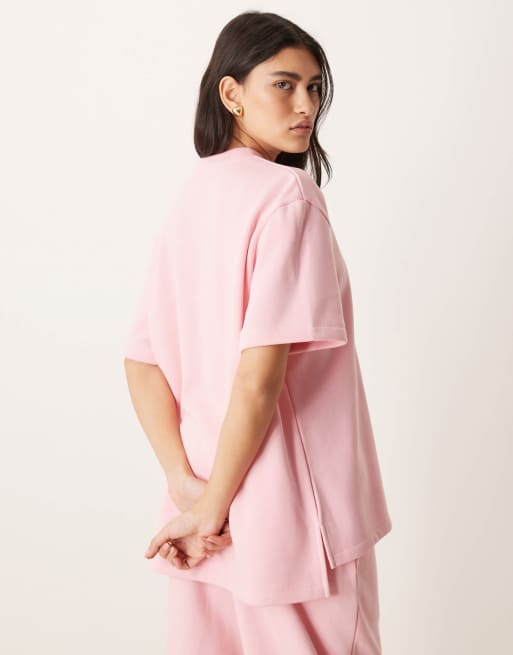 ASOS DESIGN co-ord sweat t shirt in pastel pink, 3 of 4