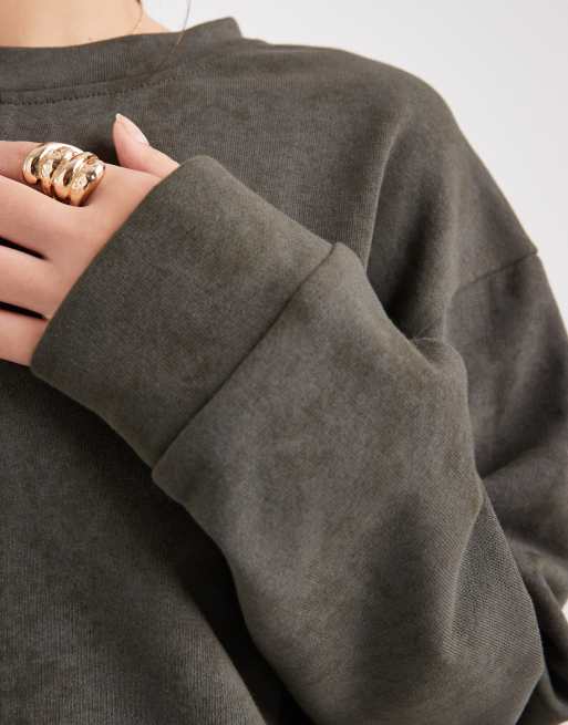 ASOS DESIGN co-ord sweatshirt in washed khaki