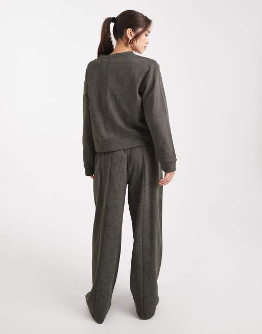 ASOS DESIGN co-ord sweatshirt in washed khaki