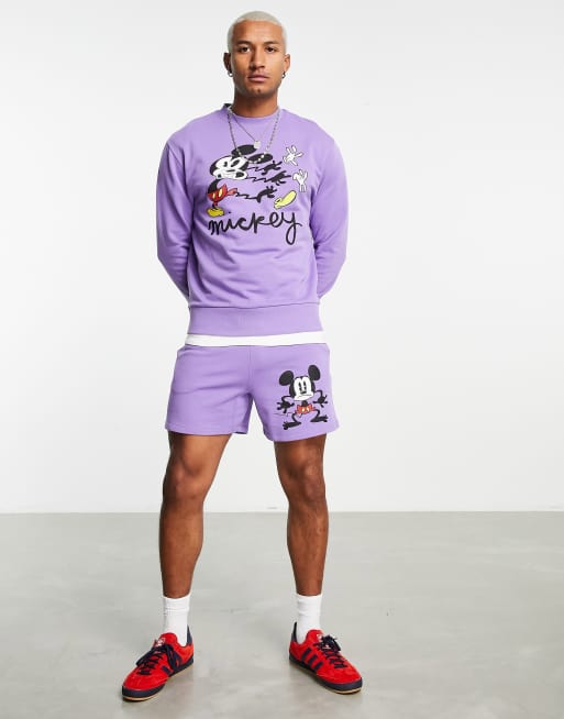 ASOS DESIGN co-ord sweatshirt with Disney Mickey Mouse question mark print  in purple | ASOS