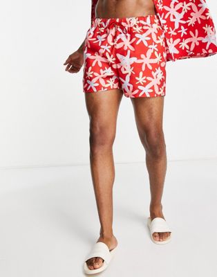 ASOS DESIGN co-ord swim shorts in floral print short length