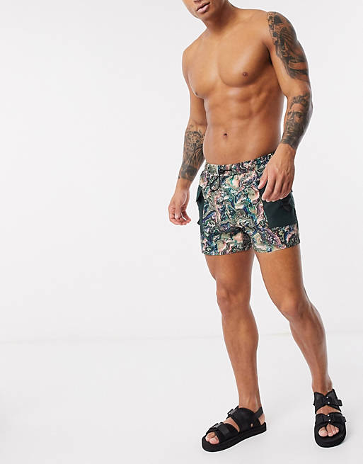 ASOS DESIGN co-ord swim shorts in marble print with cargo pockets | ASOS