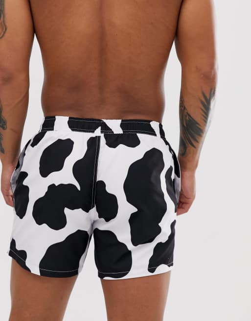 Cow print store swim trunks