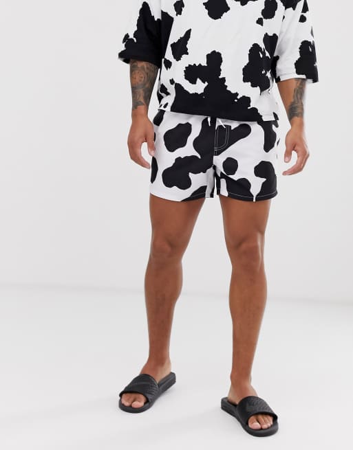 Cow print store swim trunks