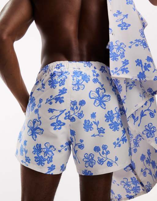 ASOS DESIGN co-ord swim shorts in short length in floral print, 2 of 4