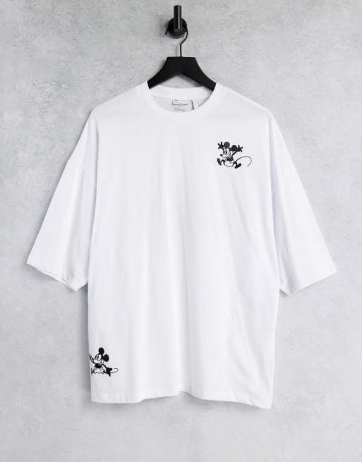 ASOS DESIGN co-ord t-shirt with Disney Mickey Mouse gloss back print in white, 2 of 4