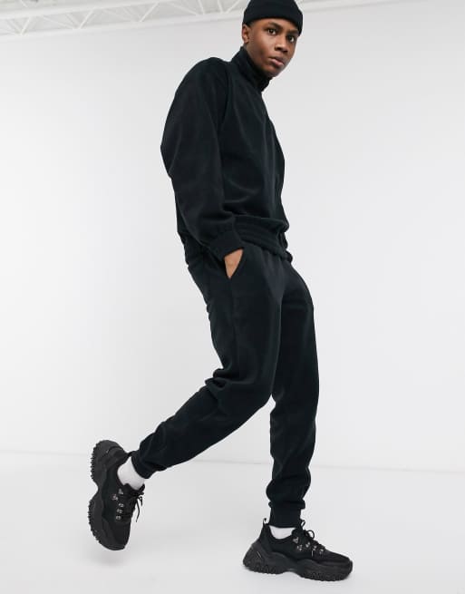 ASOS DESIGN co-ord in black fleece with triangle print in black, 3 of 3