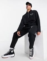 ASOS DESIGN co-ord oversized half zip sweatshirt in black with 