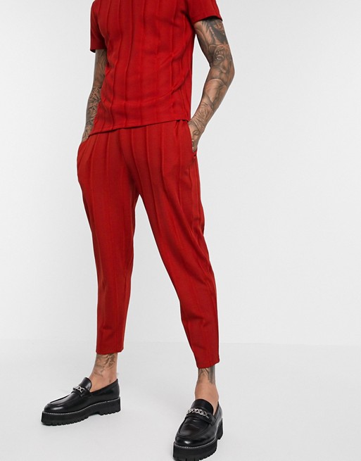 ASOS DESIGN co-ord tapered joggers in fancy rib fabric with fixed hem