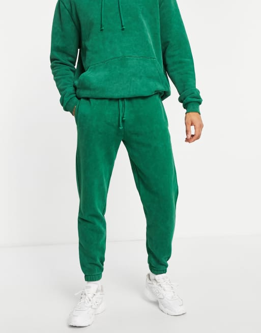 ASOS DESIGN co ord tapered joggers in green vintage wash ASOS