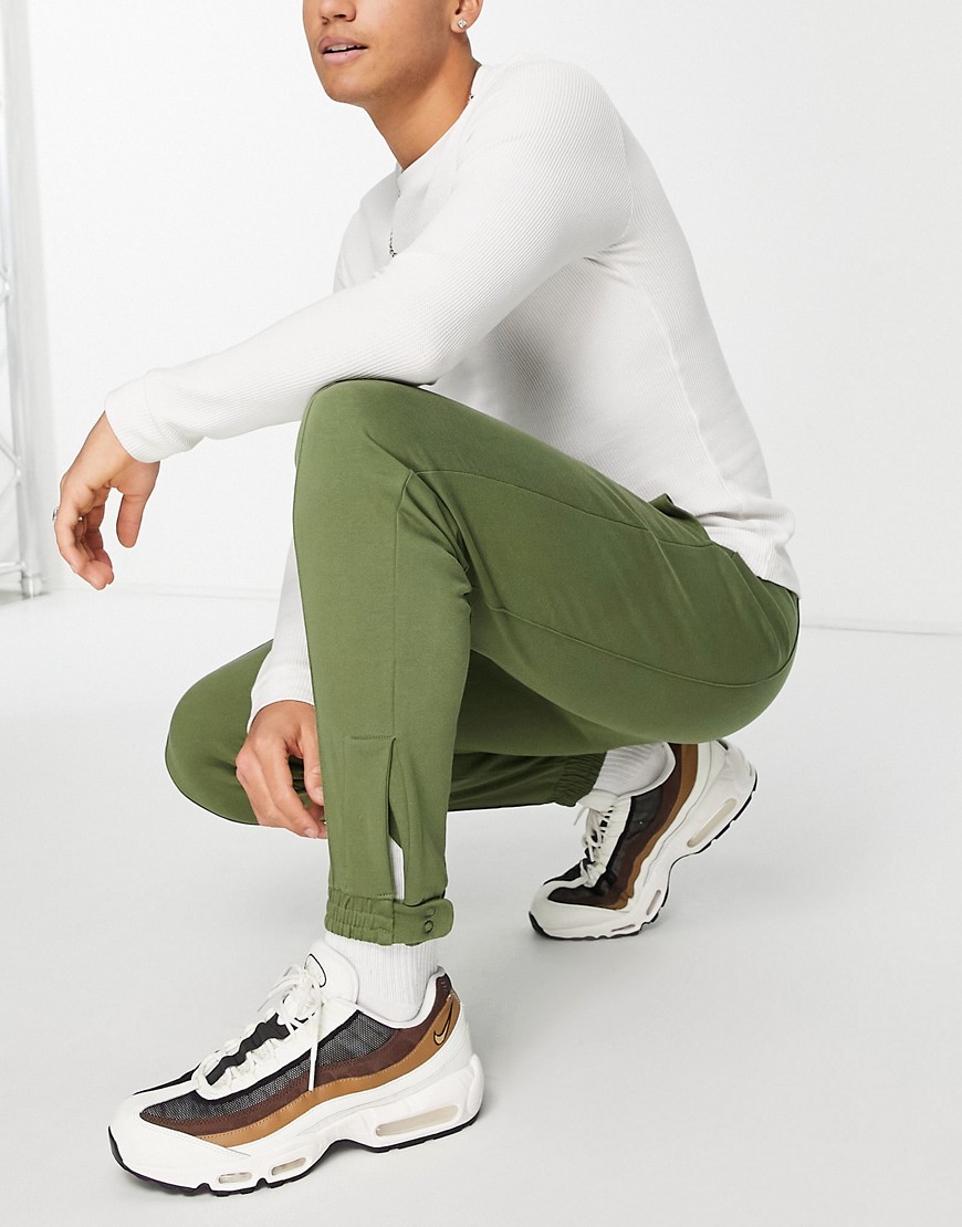 ASOS DESIGN co-ord tapered joggers with ankle detail in khaki-Green