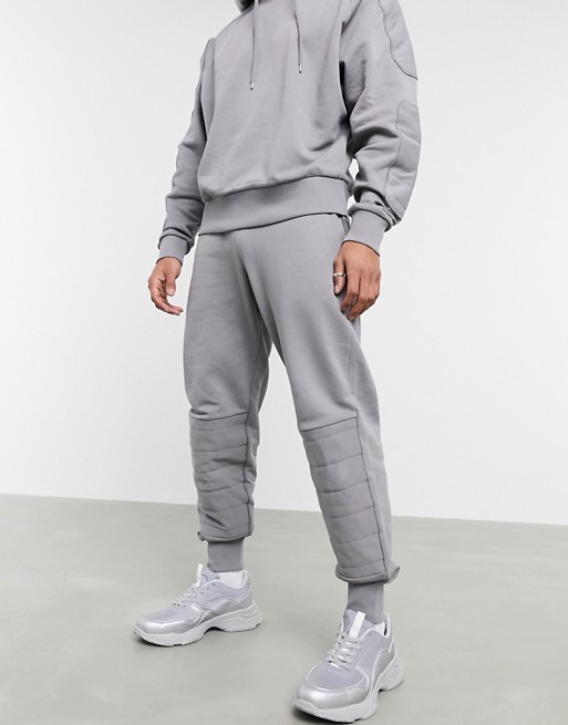 ASOS DESIGN co-ord oversized joggers with biker panels in grey