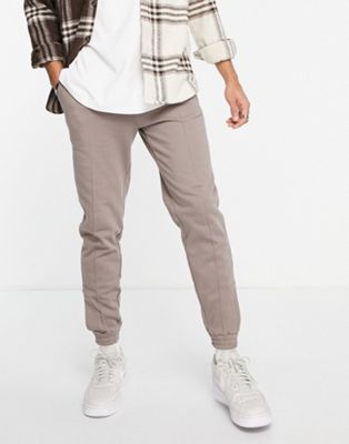 ASOS DESIGN co-ord tapered joggers with pintucks in beige