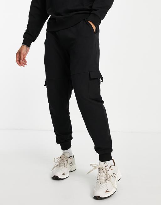 ASOS DESIGN co ord tapered joggers with pocket details in black ASOS