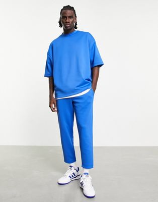 ASOS DESIGN co-ord tapered smart jogger in blue scuba