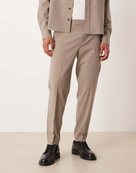 ASOS DESIGN co-ord tapered trouser in beige stripe