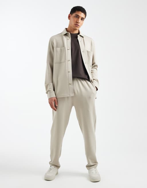 ASOS DESIGN co-ord tapered trousers in beige, 2 of 5