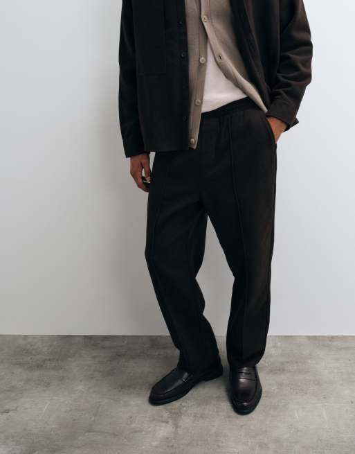 ASOS DESIGN co-ord tapered trousers with wool in brown, 2 of 5