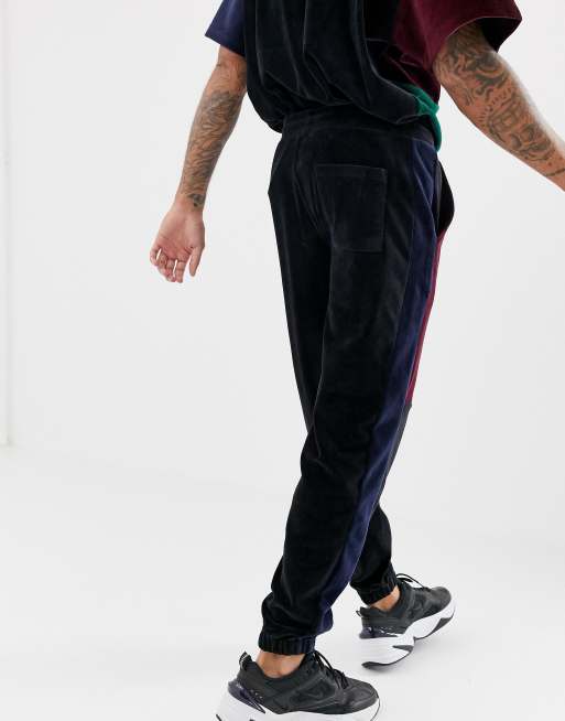 Mens velour tracksuit bottoms hot sale