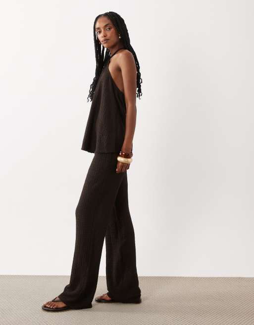 ASOS DESIGN co-ord textured fabric trouser in chocolate, 2 of 5