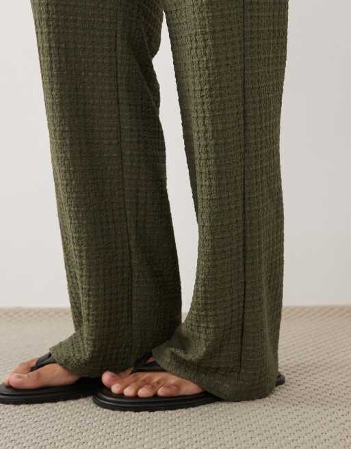 ASOS DESIGN co-ord textured fabric trouser in khaki, 4 of 5