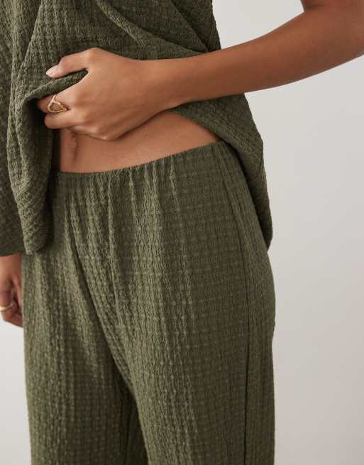 ASOS DESIGN co-ord textured fabric trouser in khaki, 5 of 5