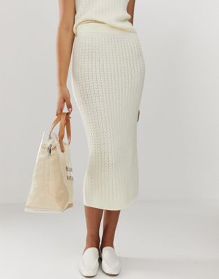 cream knit midi skirt