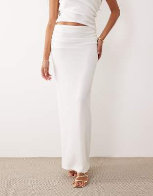 Asos Design Co-ord Textured Rib Column Maxi Skirt In Neutral