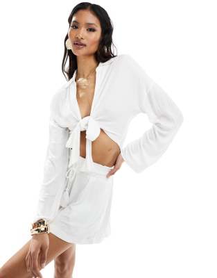 Texture Slim Tie Long Sleeve Shirt