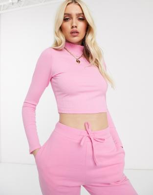 asos pink crop top