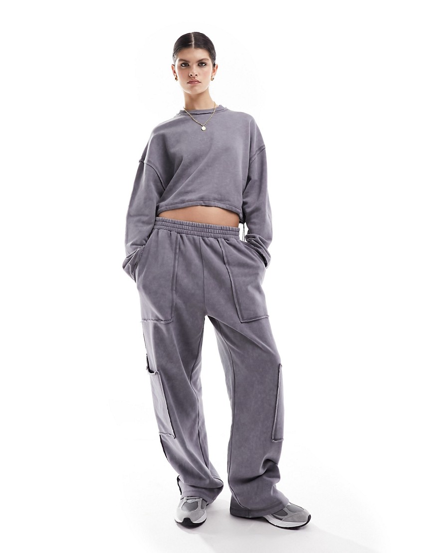 ASOS DESIGN co-ord utility joggers in charcoal-Grey