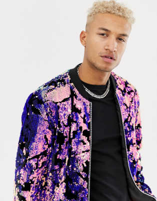 asos sequin bomber jacket