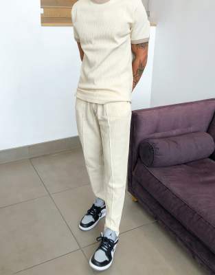 cream skinny joggers