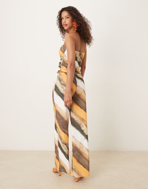ASOS DESIGN co-ord wide leg crinkle trouser in abstract print, 3 of 5