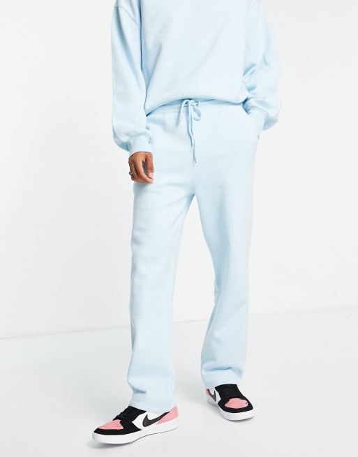 ASOS DESIGN co-ord wide leg jersey joggers in blue - MBLUE