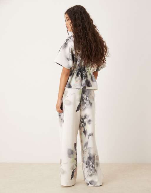 ASOS DESIGN co-ord wide leg jogger in scuba-style fabric with all over floral design - MULTI, 5 of 5