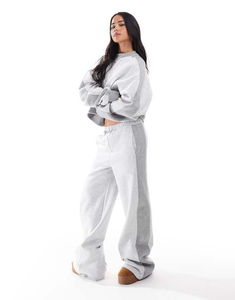 ASOS DESIGN co-ord wide leg jogger with panel detail in grey - view 1