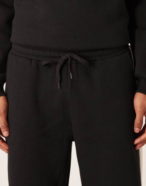 ASOS DESIGN co-ord wide leg joggers with cut and sew panel in black, 5 of 5
