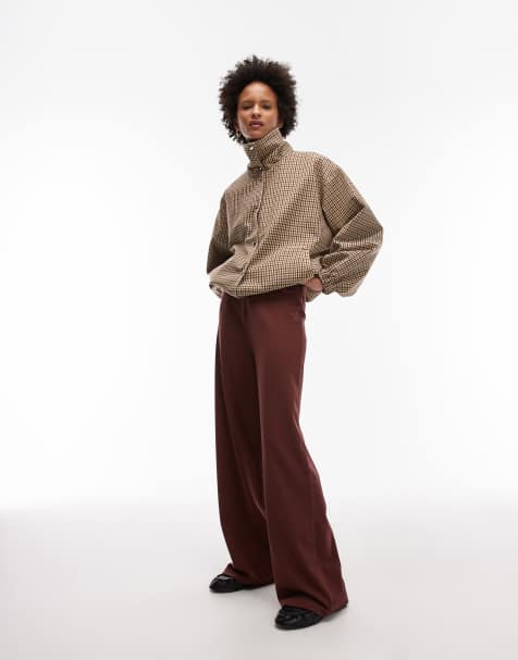 ASOS DESIGN co-ord wide leg trouser in brown