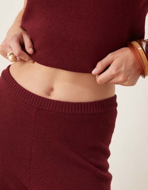 ASOS DESIGN co-ord wide leg trousers in burgundy, 5 of 5