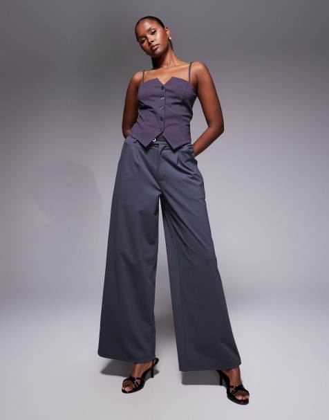 ASOS DESIGN co-ord wide leg trousers in dark grey - view 1