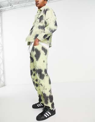 ASOS DESIGN co-ord wide straight leg jeans in corduroy with tie dye design - ASOS Price Checker