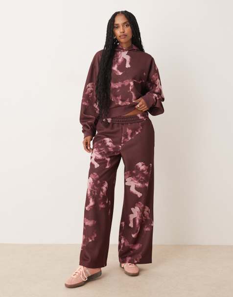 ASOS DESIGN co-ord with all over floral design in plum - view 1