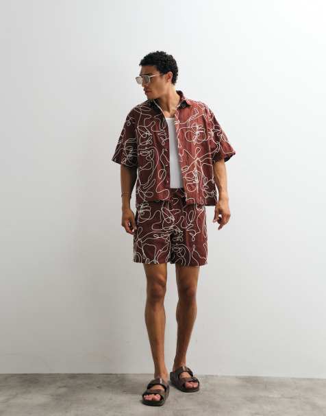 ASOS DESIGN co-ord with rope detail in burgundy - view 1