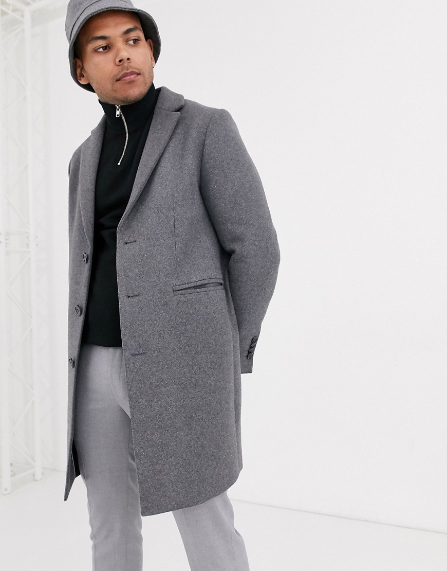 ASOS DESIGN co-ord wool mix overcoat in light grey