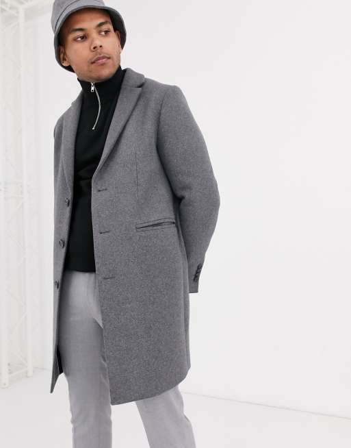 Asos design wool mix best sale overcoat in light grey