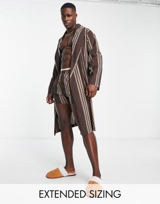 ASOS DESIGN co-ord woven robe in brown stripe - ASOS Price Checker