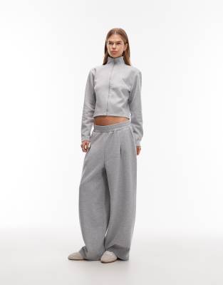 Asos Design Co-ord Zip Through High Neck Sweatshirt In Gray